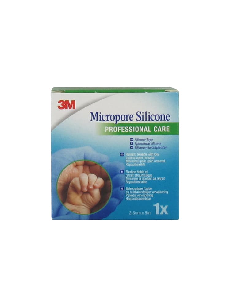 3M Micropore™ Sparadrap Atraumatique et Repositionnable Silicone 5 m X 2,50 cm